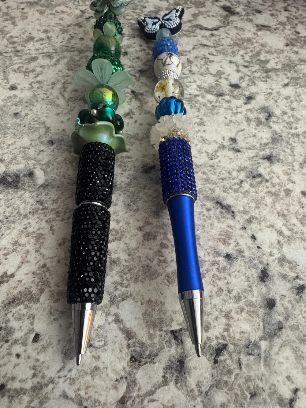 NWOT Bundle of 2 Beaded Pens with Butterflies Handmade by Me